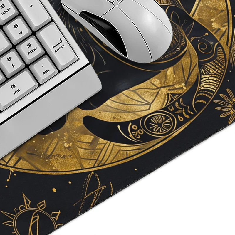 Mouse Pad Black Gold Celestial Cat Gamer XL Home Custom Mousepad XXL Desk Mats Natural Rubber Soft Office Desktop Mouse Pad