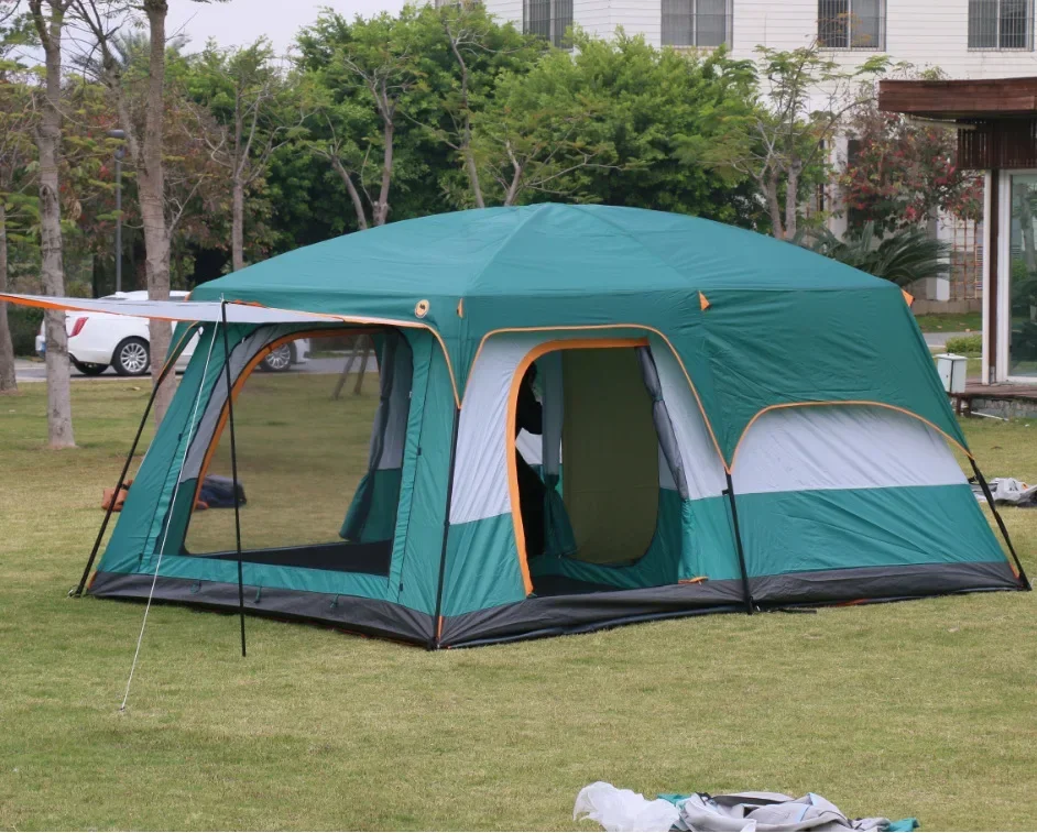 Top Sell Large Luxury Double Layer 2 Rooms 1 Living Room 6-10 Persons Family Camping Outdoor Waterproof Tent