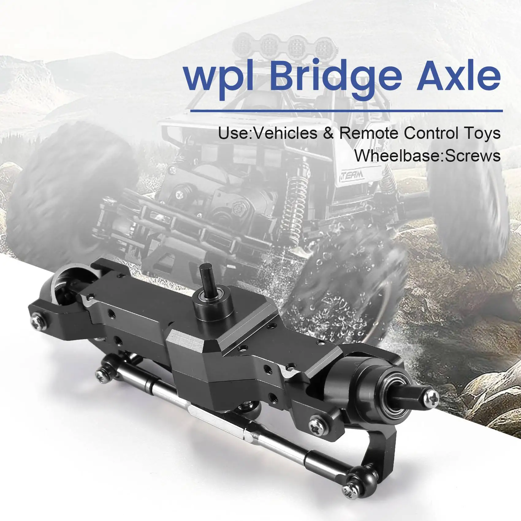 MACH-For WPL 1/16 B16 B36 6WD Replace Upgrade Front/ Rear/ Bridge Axle Part Set Truck RC Car Parts Aluminum Alloy Durable