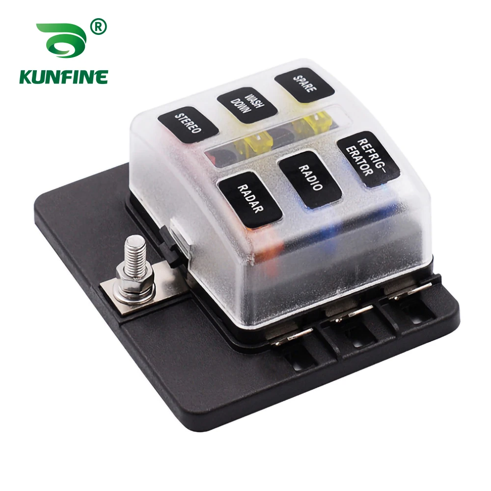 Fuse Box Holder 6 Way Fuse Block PBT Waterproof Dustproof For Car Off-road RV Bus Yacht Boat