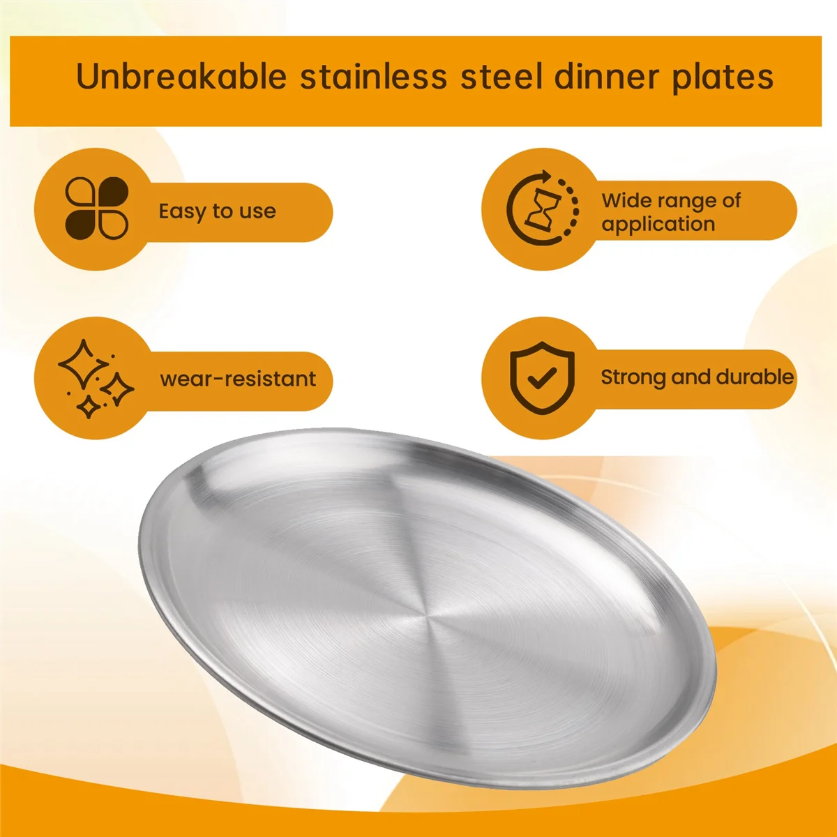 MHWY 14cm Stainless Steel Bone Spitting Dish Silver Shallow Tray Metal Dining Disc Round Plate Dessert Tableware