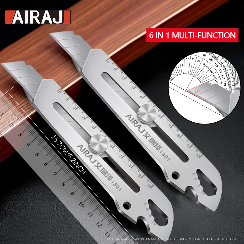 AIRAJ Multifunctional Utility Knife Retractable Sharp Cut Heavy Duty Steel Break Blade Paper Cut Industrial Grade Manual Tools