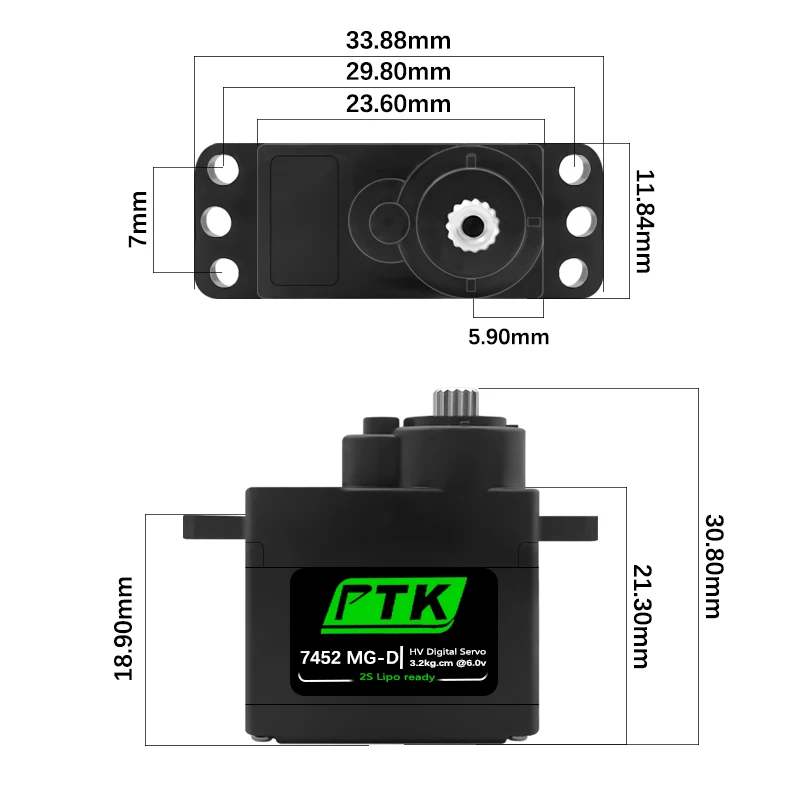 PTK 7452 MG-D 9g Digital Servo Metal Gear for EPP F3P Glider RC Model Car Helicopter Airplane Hitec HS-65 Customized product