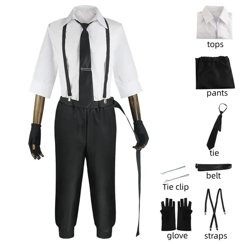 Anime Bungo Stray Dogs Atsushi Nakajima Kostum Cosplay Sweatshirt Shirt Strap Pants Pants Uniform Halloween Party Anime Costume