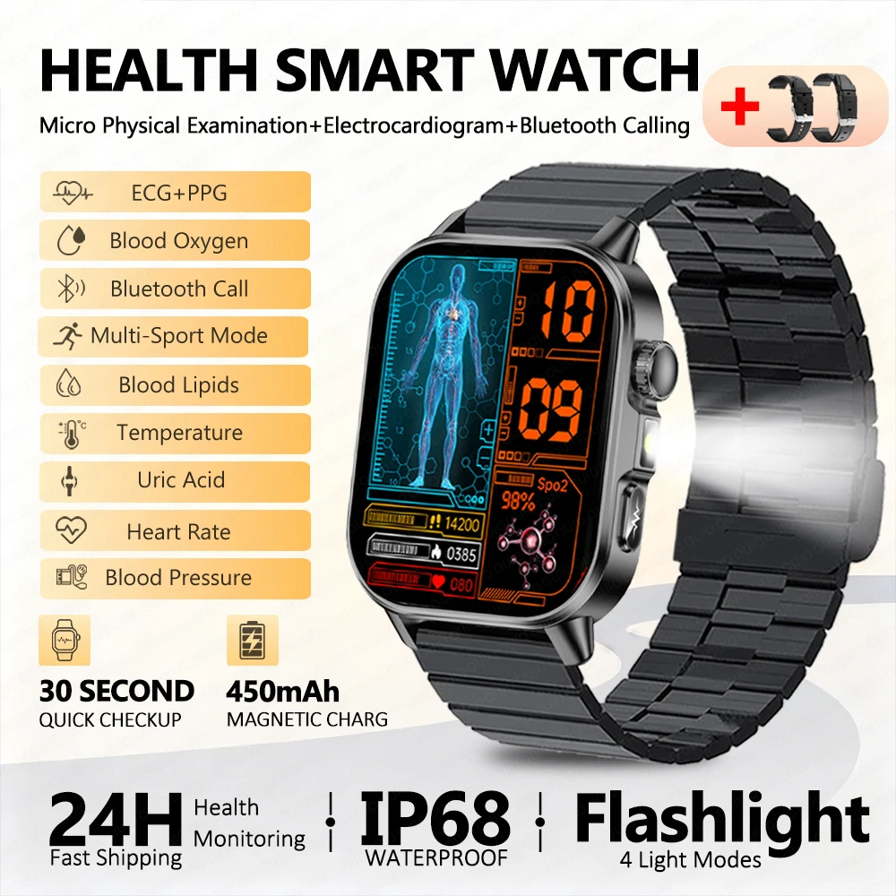 2026 New Nursing Grade Health Analysis SmartWatch ECG+PPG Blood Pressure Lipids Uric Acid Wireless Call Smartwatch For Men Women image 3