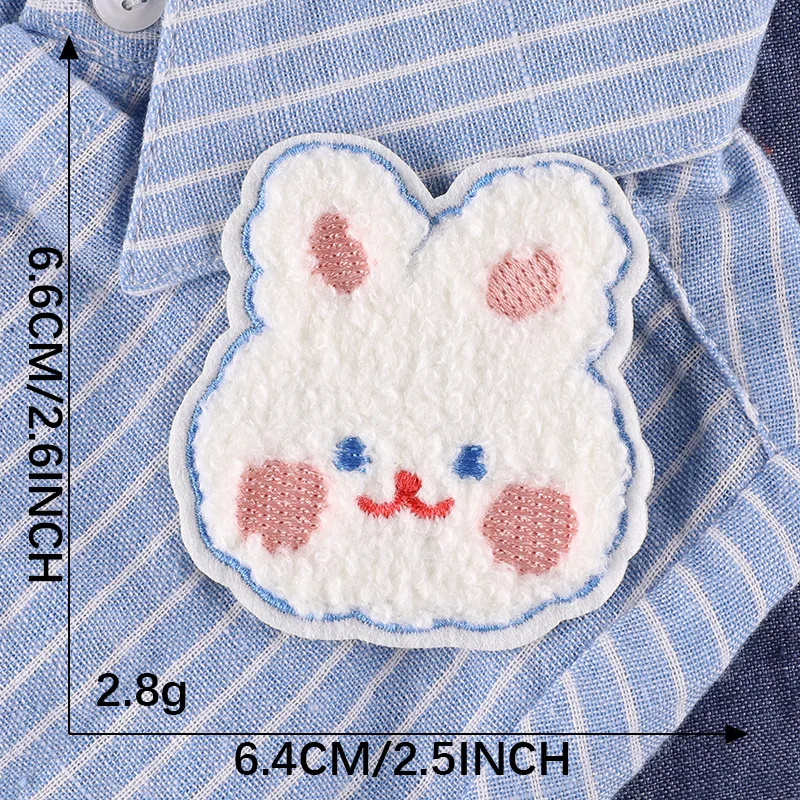 Chenille Bunny haft kreskówkowy uroczy królik łatka naszywka odzież akcesoria kapelusz dekoracja DIY hafty naklejki naszywki