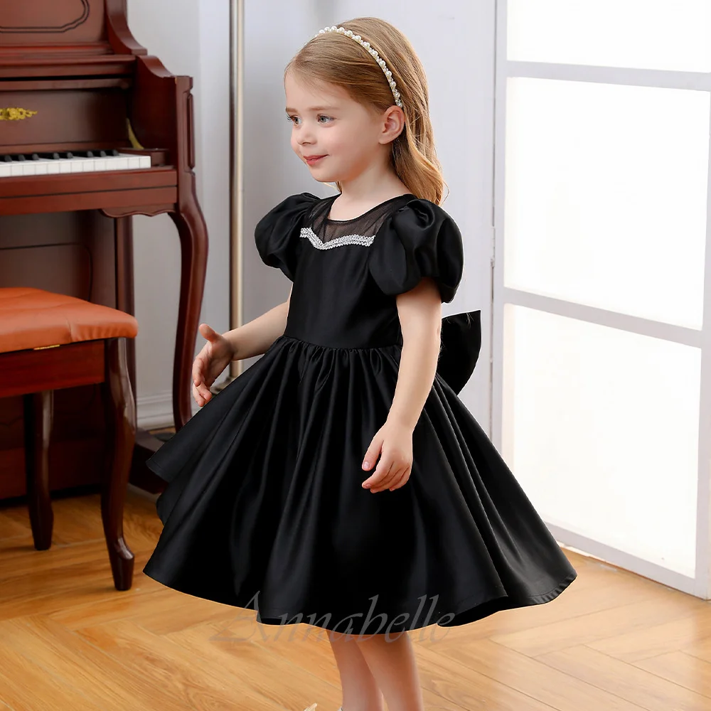 Annabelle Baby Kleider für Geburtstags feier Laterne Ärmel Kleid Prinzessin Kleid mit Bogen Kinder Leistung Party Kleid Vestidos