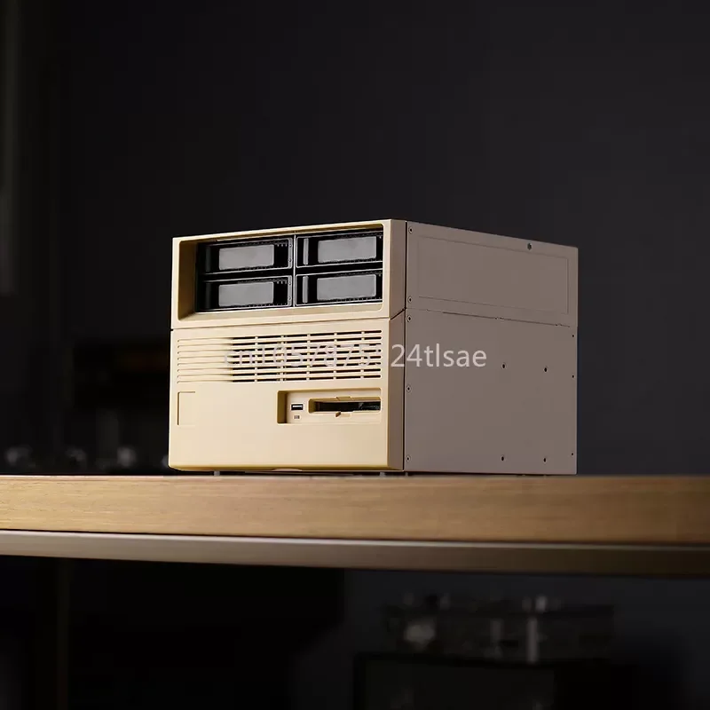 Retro Hard Drive NAS Enclosure Snail Fly Bull Black Group SFX Power Supply Empty Chassis ITX4 4+2 Bay - No Hardware Included