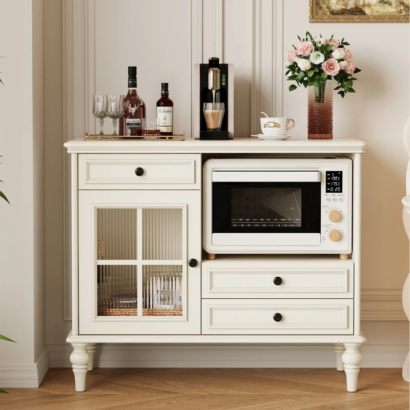 

French retro cream style living room cabinets solid wood Storage locker dining side cabinet リビングルームのキャビネットliving room furniture