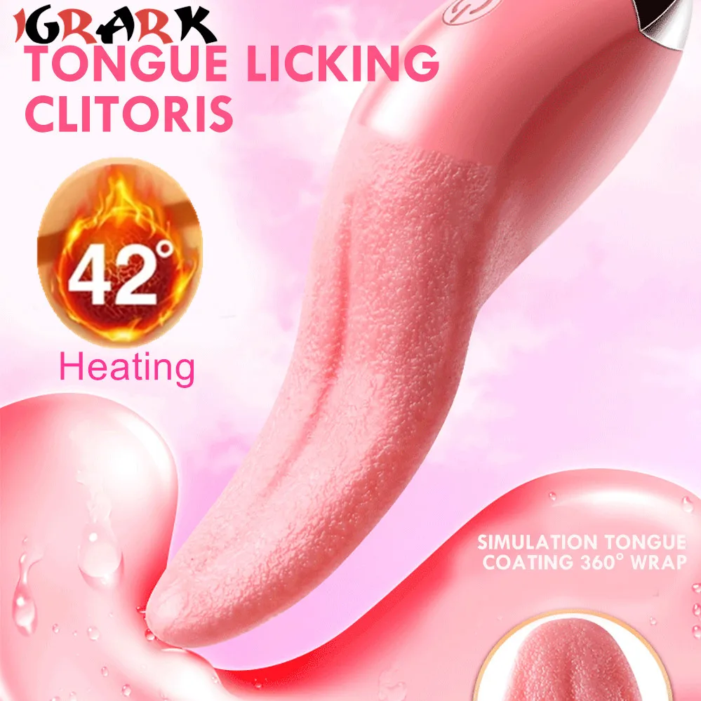 Tongue Licking Heating Vibrator Vagina Massage G Spot Clitoral Nipple Stimulator Female Masturbator Clit Anal Sex Toys for Women