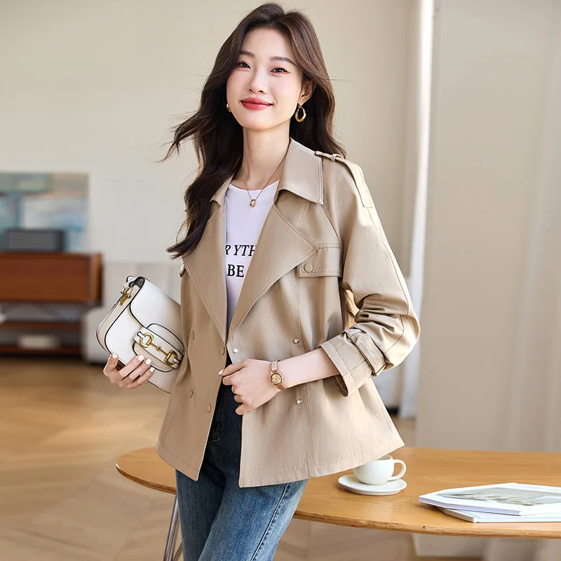 

Faionable ort Пальто с воротником с застежкой на талии, женское весеннее пальто 2024, Новое поступление, верхняя одежда небольшого размера Ele Commute Sle