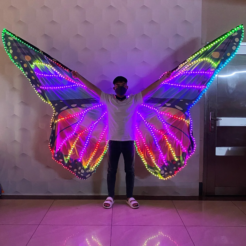 LED Wings Dance Accessories Girl led Wings Costume Remote Control colorful stage Belly dance party costume Glow butterfly wings