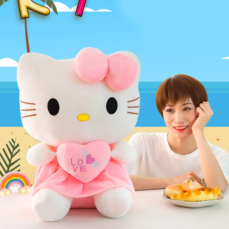 

24cm Kawaii Anime KT Cat Plush Doll KT Cat Plush Toys Pillow Soft Stuffed Cute Pink Doll Cartoon Decoration Gift