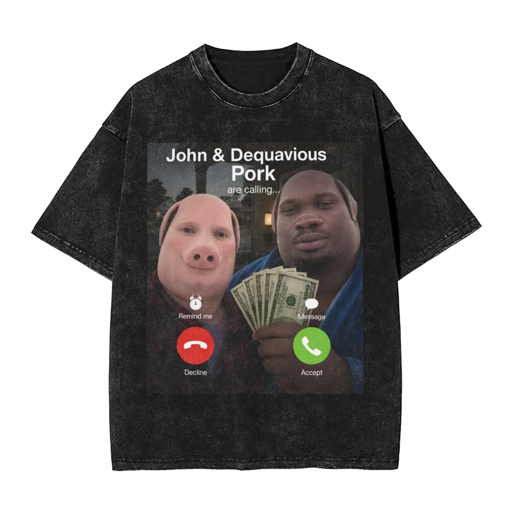 John Pork Dequavious Pork is Calling Funny Memes Dank Memes T Shirt Harajuku T Shirts Summer Casual O Neck Oversized Clothing