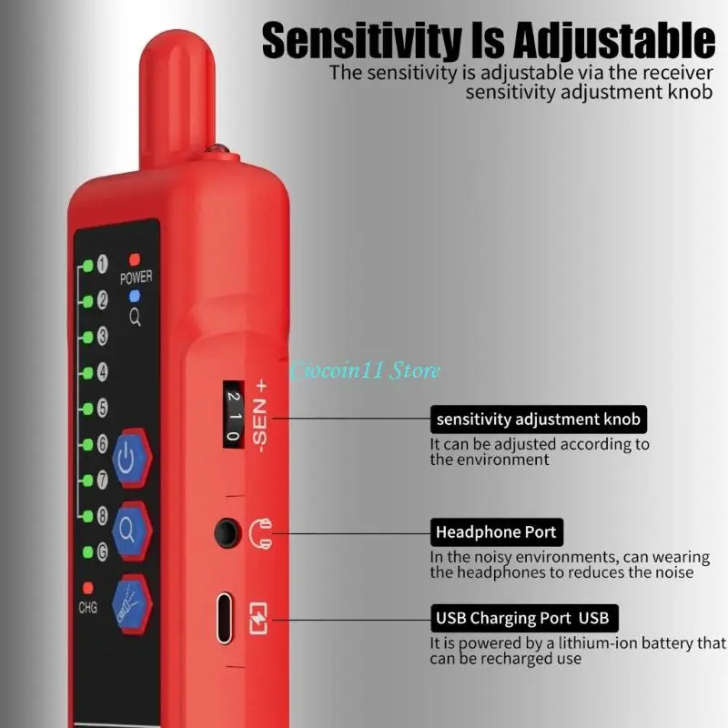 Y1UB Cable Line Locator with 3000m Ranges & Real Time Transmission Rate Display 177mm