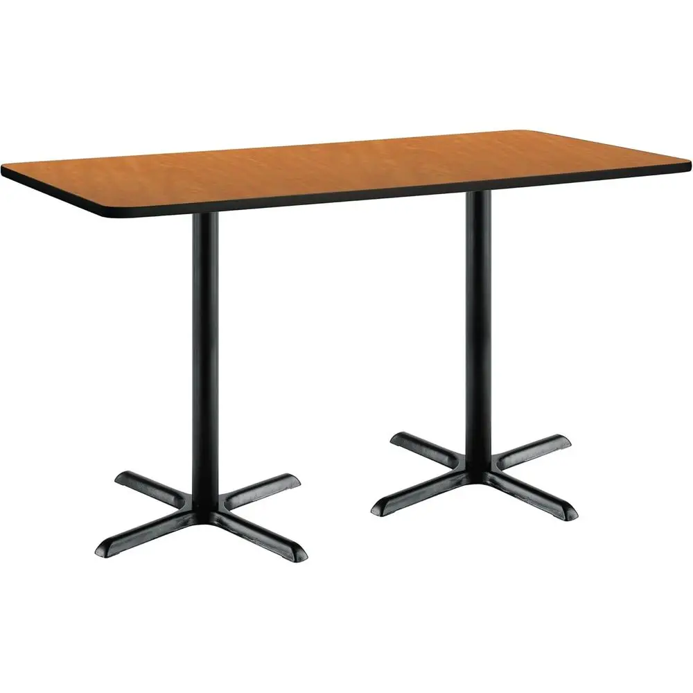 

Стол-пьедестал для бистро, 36 x 72 дюйма, цвет «средний дуб», с черным крестообразным основанием