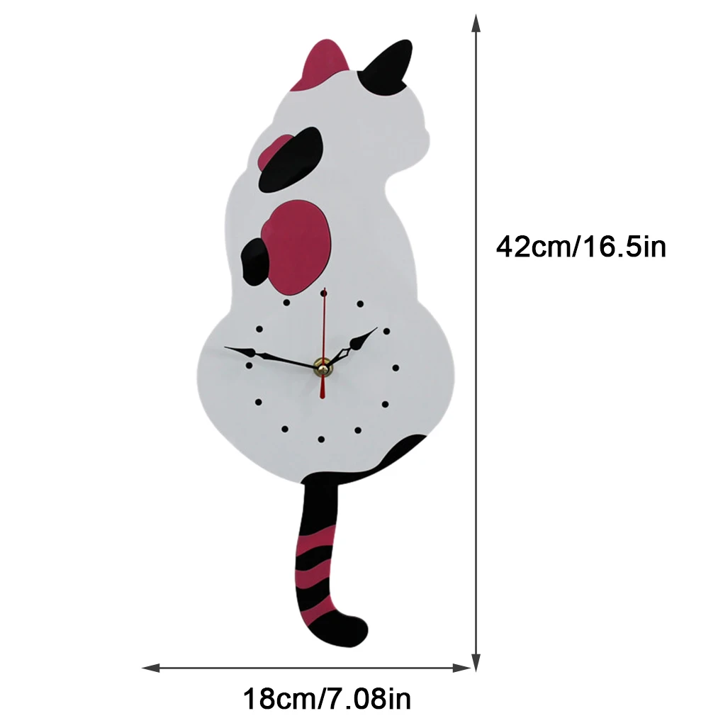 ABS Cat Pendulum Wall Clock Accurate Timekeeping And Unique Style Silent Operation Multiple black