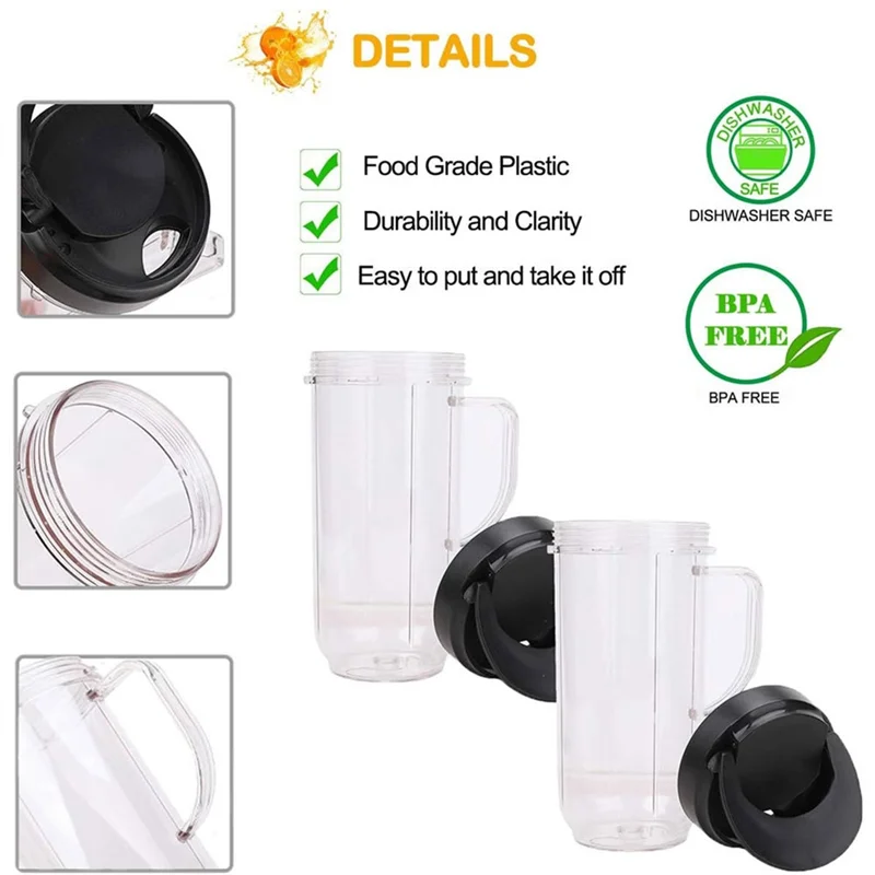 كوب طويل القامة AB15-22 أونصة مع جزء بديل لغطاء الوجه العلوي للرصاصة السحرية 250 وات MB1001 كوب الخلاطات القدح