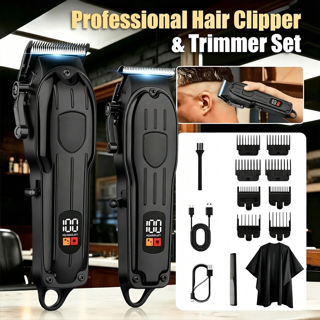 Mens Grooming Kit Gift Set - Profesyonel Saç Kesme Makinesi ve Düzeltici