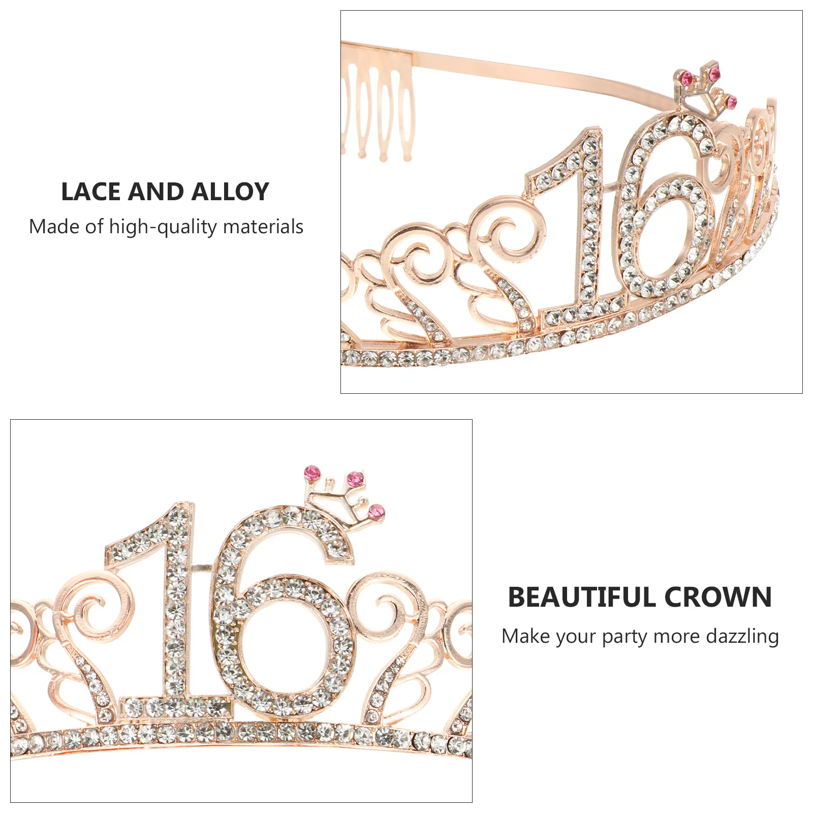 

2pcs Hair Set Gold Glitter For Girl Crown Birthday Party Supplies Birthday Party Supplies Crown Decorations