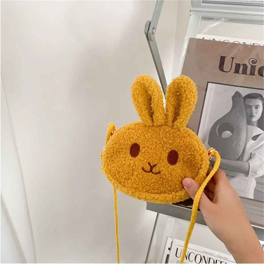 Meisjes Cartoon Bunny Crossbody Tas Pluche Tas Boodschappers Tassen Handtas Ronde Rits Schoudertassen Schoudertas Schattige Vorm