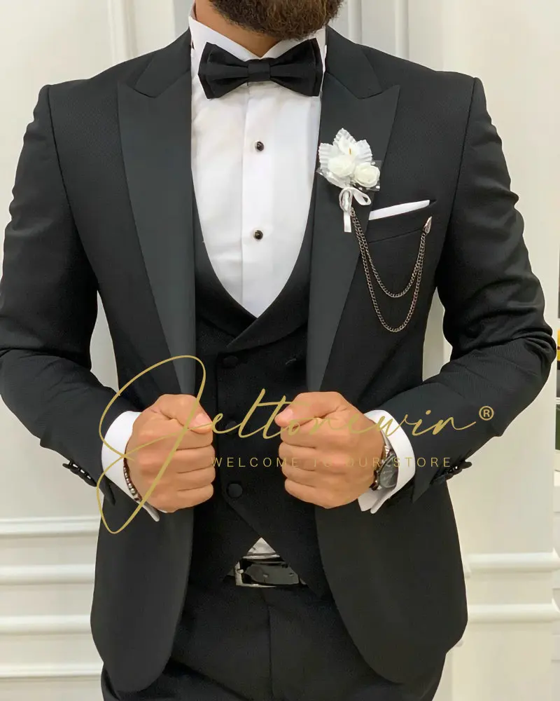 

2022 Boutique Blazer Vest Pants Men's Suit Fashion Business Elegant Slim Casual Gentleman Wedding Formal 3 Piece Set Traje