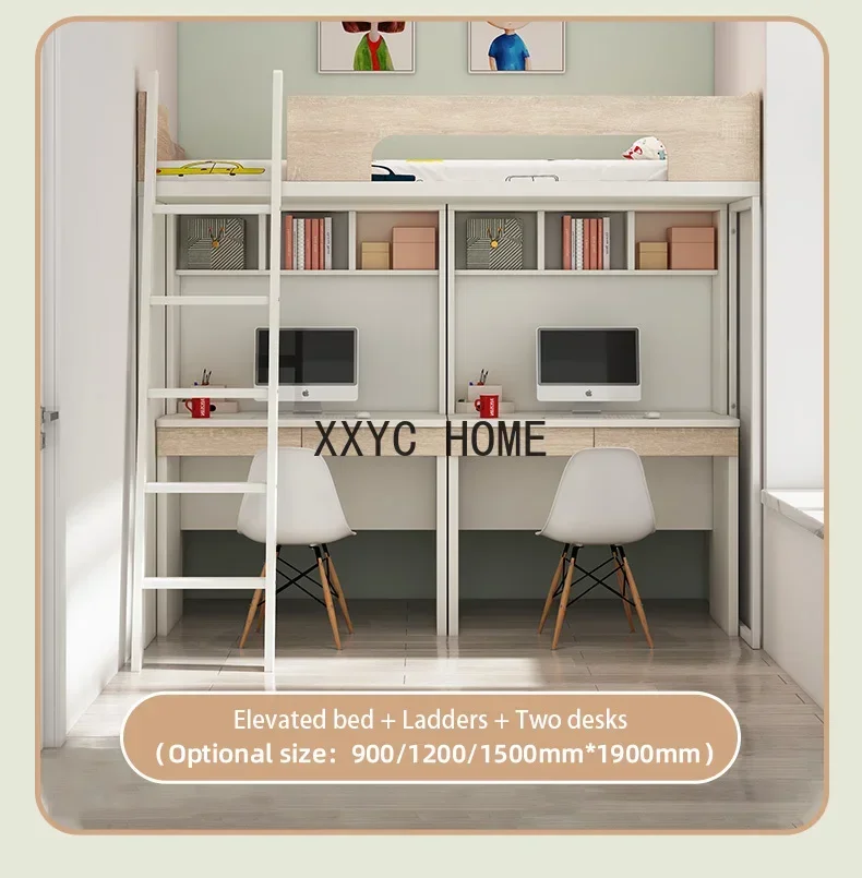 Kinder-Loft-Schrank-Schreibtischbett mit Stauraum, maßgeschneiderte hohe und niedrige versetzte Schlafzimmermöbel für Mutter und Kind