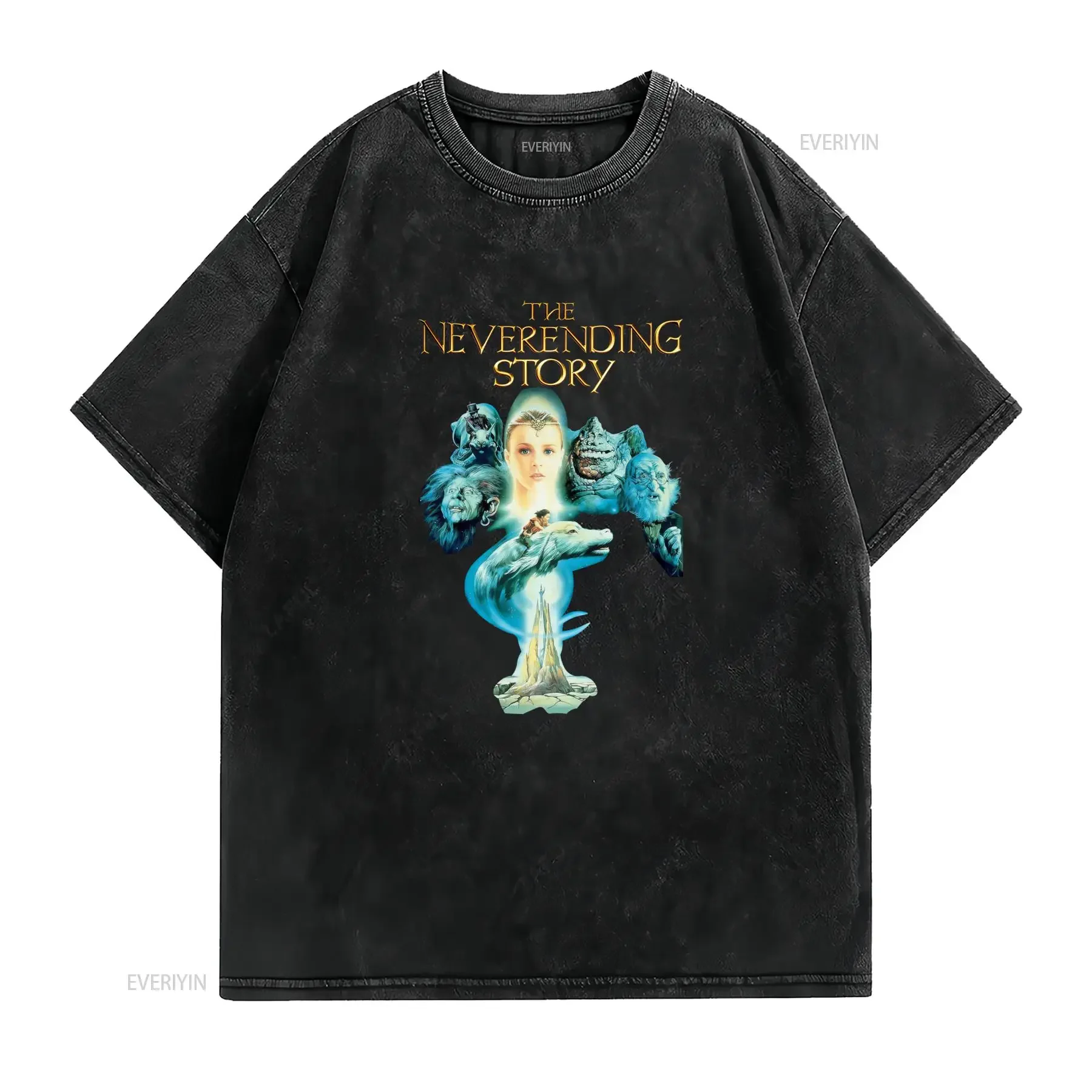 Camiseta de La Historia Sin Fin informal cuello redondo con inspiración novela para amantes los libros tejido ligeramente
