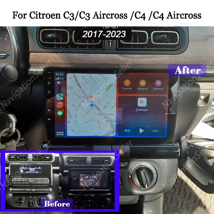 

Carplay Multimedia For Citroen C3 C4 Aircross 2017 2018-2023 Wireless Android Auto Radio Stereo Touch Screen Navigation Sat Nav