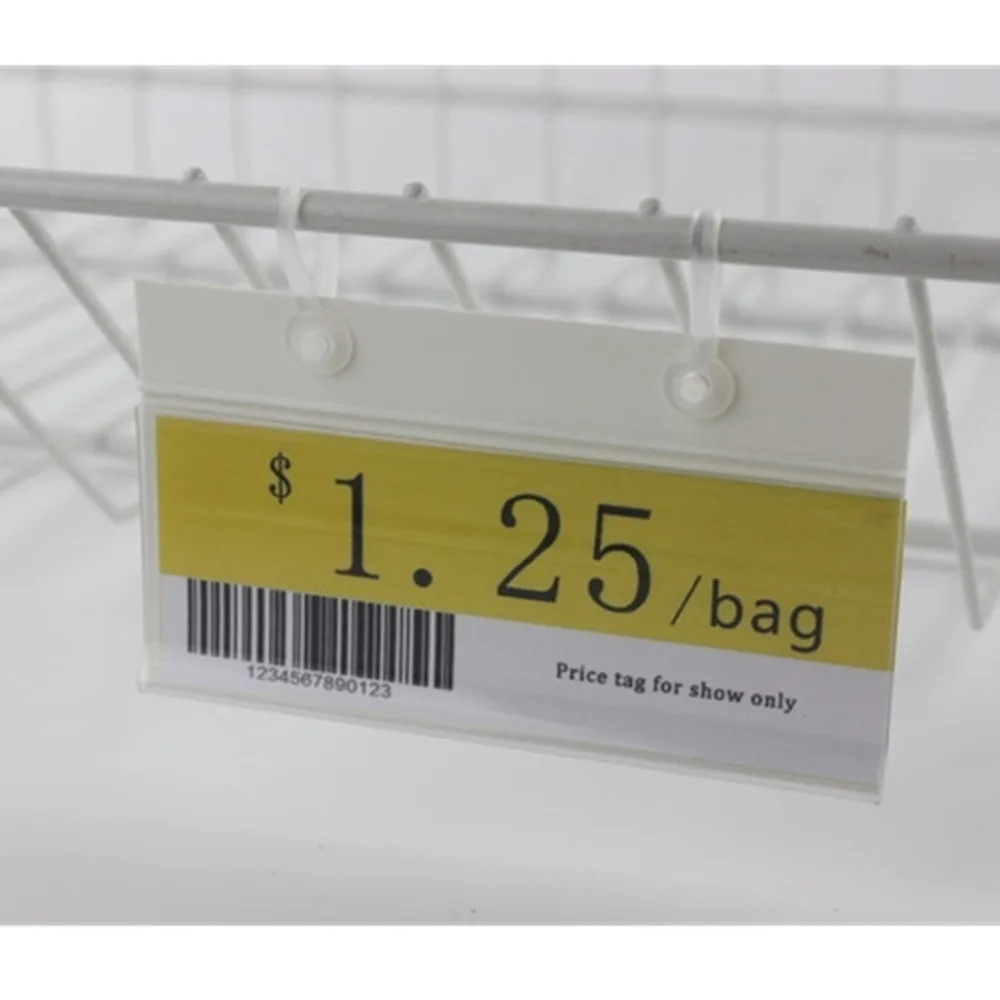 

1Pack Plastic PVC Display Holders Price Sign Card Label Promotion Buckles Hang on Mesh Rack Basket Shelf Stores