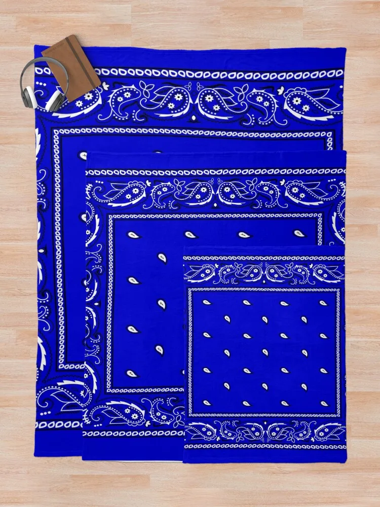 Azul Royal Paisley Throw Blanket, Bandanas para sofá e cama, Cobertores de luxo