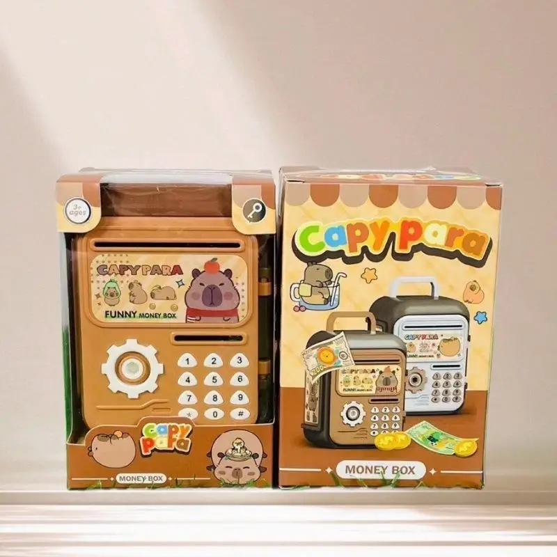 Boîte d'épargne ATM pour enfants, tirelire sécurisée par empreinte digitale, grande coffre-fort pour pièces de monnaie et espèces avec verrouillage par mot de passe