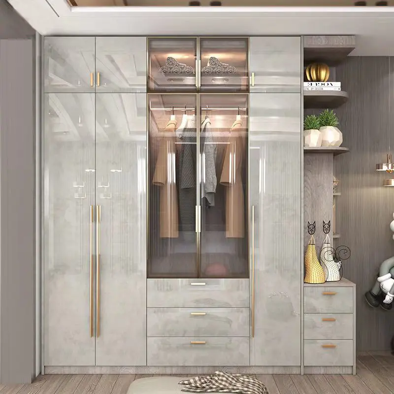 

Light luxury, wardrobe, home, bedroom, glass door, simple, modern