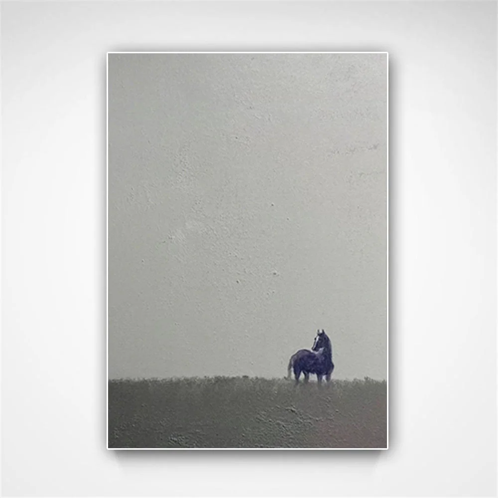 

100% hand drawn gray horse abstract oil painting original wall painting home living room decoration paint interior aesthetics