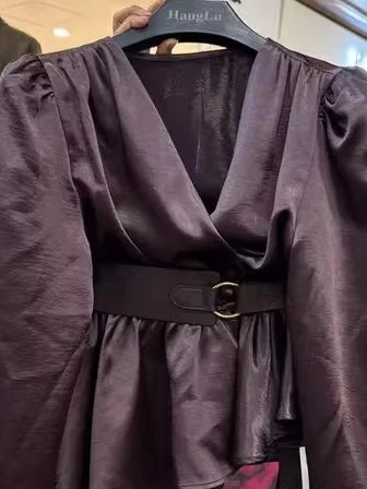 Ele Acetato V-ne irt Feminino Slim Fit Faionable Personali Verão irt Sli irt Feel Peso Leve