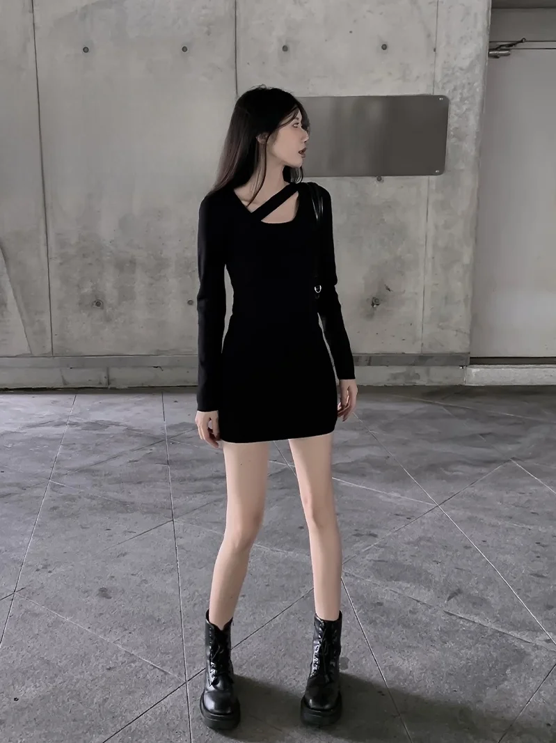 

Sexy Bla Knitted Dr Women's Autumn Winter High Waist Slim Fit Base Layer Sweater Dr for Small Figures Ci Commute