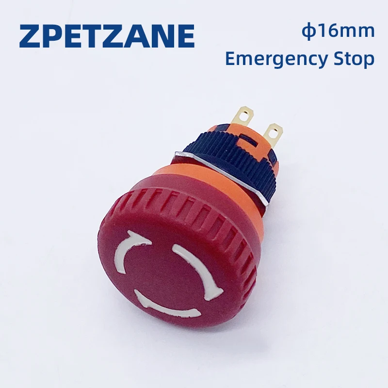 Picture 4: 16mm Mounting Emergency Stop Rotary Button Switch 2NC Two Normally Closed Mini Four Foot Mushroom Stop