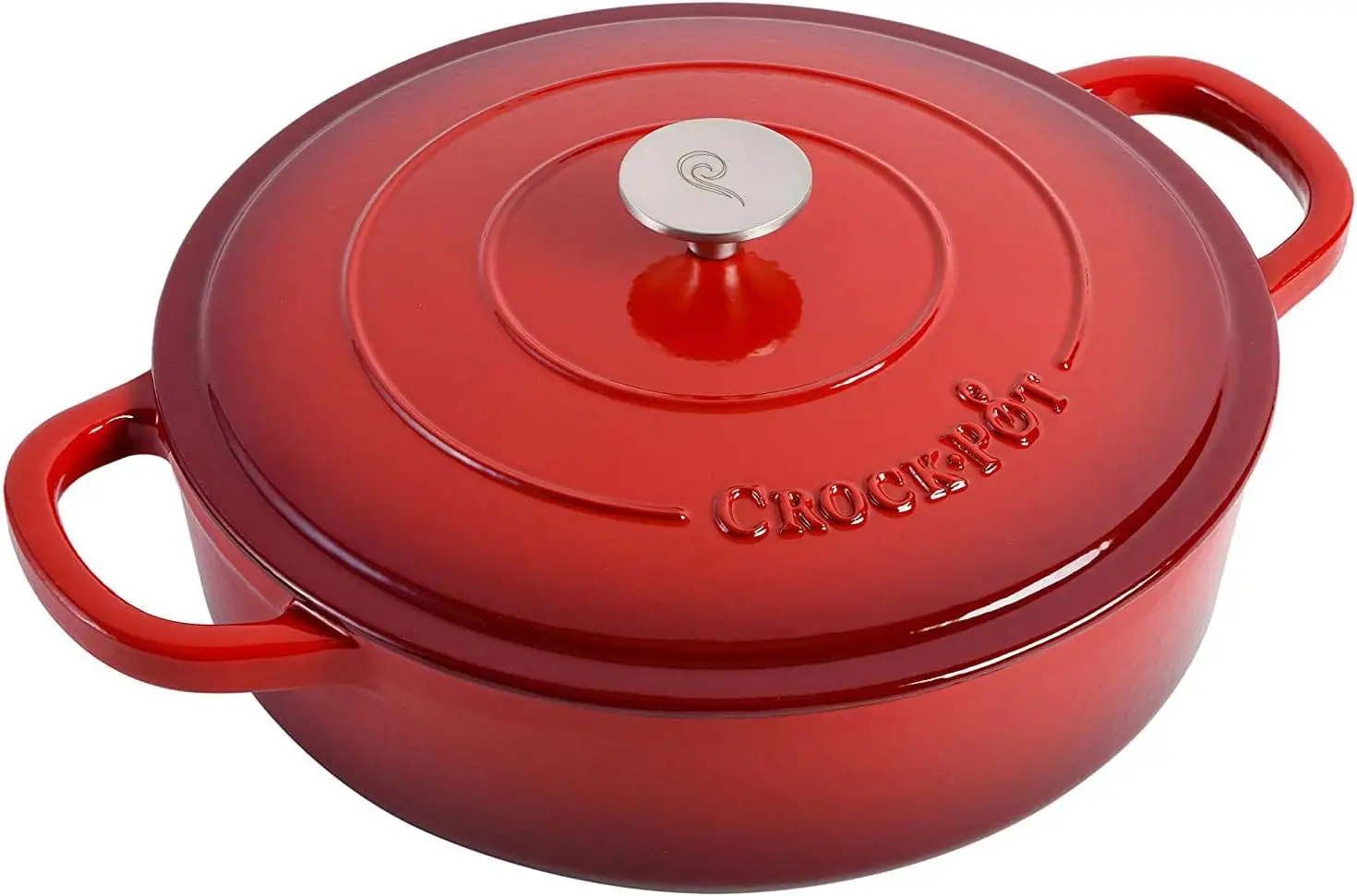 Olla de Hierro Fundido Esmaltado de 5 Cuartos con Tapa, Rojo Escarlata, Utensilio de Cocina Resistente para Cocción Lenta