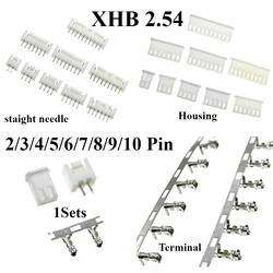 20 Sets XHB 2.54MM Connector with Buckle Hole Though Type 2/3/4/5/6/7/8 Pin Straight Pin+Housing+Crimp Terminal Kits