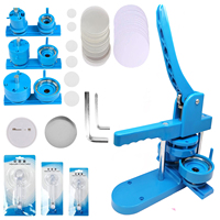 DIY Pin Button Maker Machine 25mm/32mm/58mm Badge Punch Press with 300pcs Button Parts (Blue)