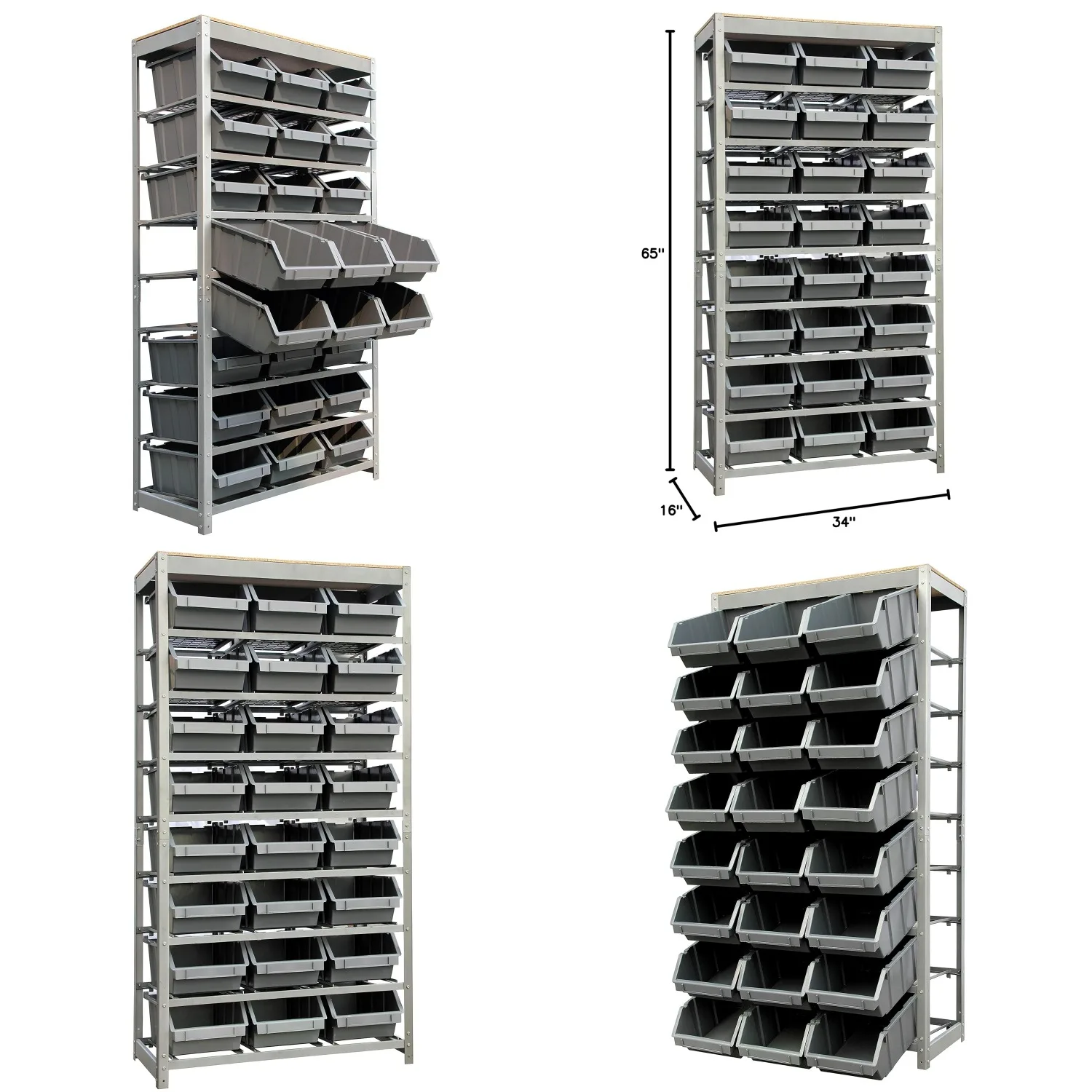

Heavy Duty Steel Bin Rack Storage Organizer w/ 24 Plastic Bins 8 Tiers Garage Warehouse Customized