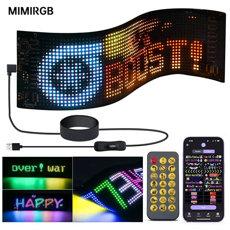 علامة LED قابلة للبرمجة LED مصفوفة بكسل لوحة عرض شاشة مرنة RGB سيارة التمرير النص الرسوم المتحركة متجر تذكير الضوء #1