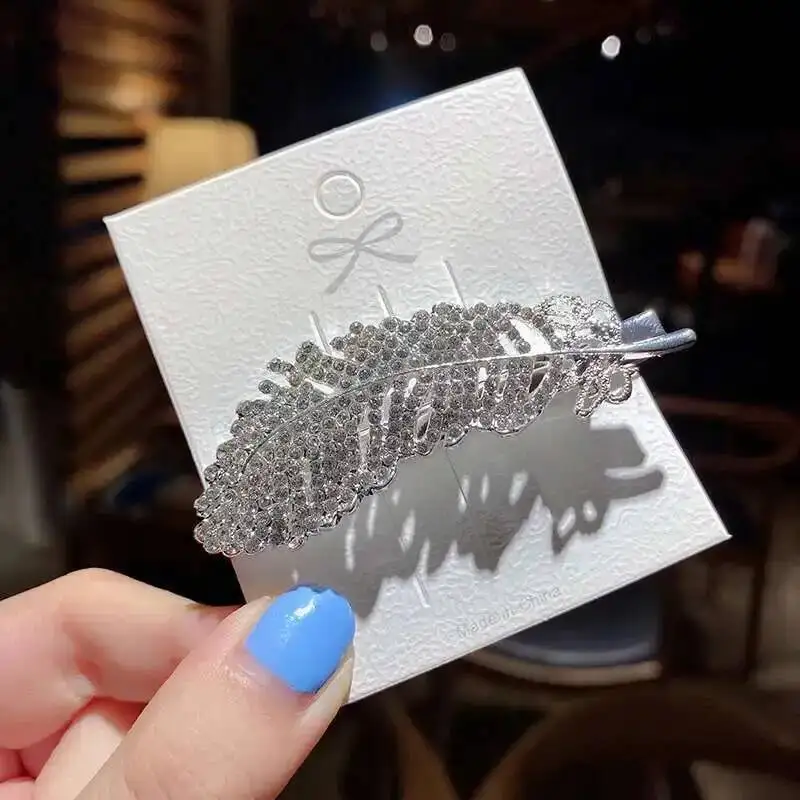 

Excellent Crystal Rectangle Hair Clips Vintage Leaves Type Headwear Jewelry For Wedding Hot Sale Rhinestone Metal Hairpins