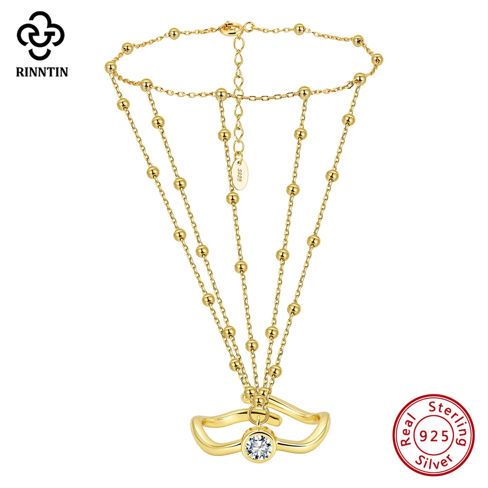 

Rinntin Luxury Zircon Beads Back of Hand Finger Bracelet Fashion Sexy 925 Sterling Silver Ring Chain Jewelry Wholesale APV04