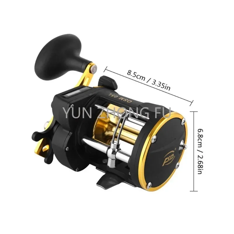 Right Hand Drum Wheel Boat Sea Linecounter Reel with built-in line counter Catfish Casting Trolling Reel Fishing