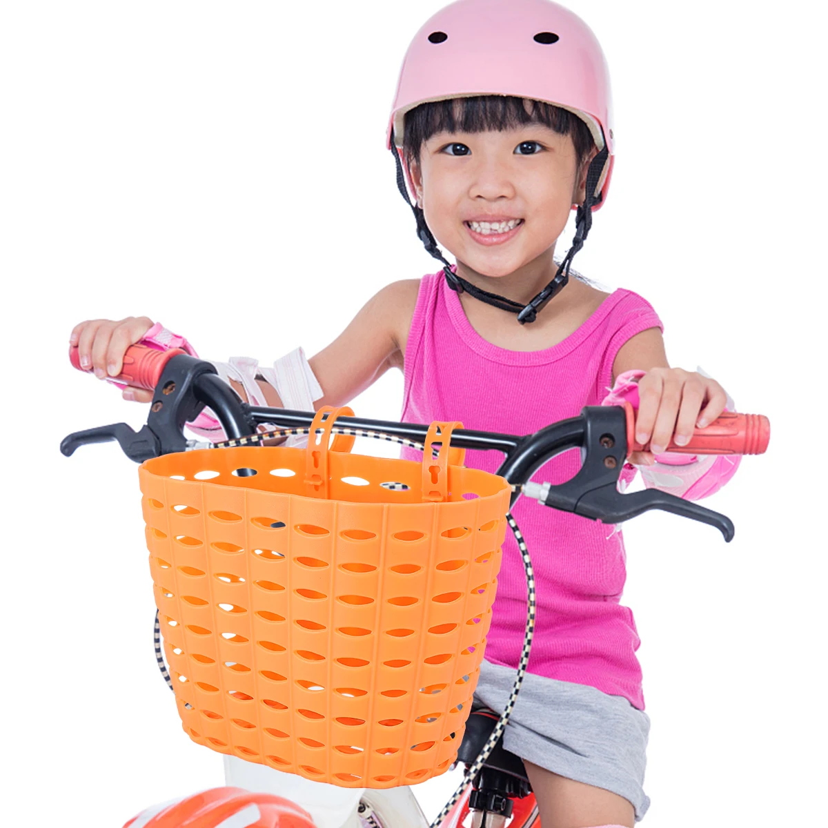 

1pc Bike Basket Durable Plastic Kids Strap Design Easy Attach Detachable Lightweight Water Resistant Storage Outdoor Cycling