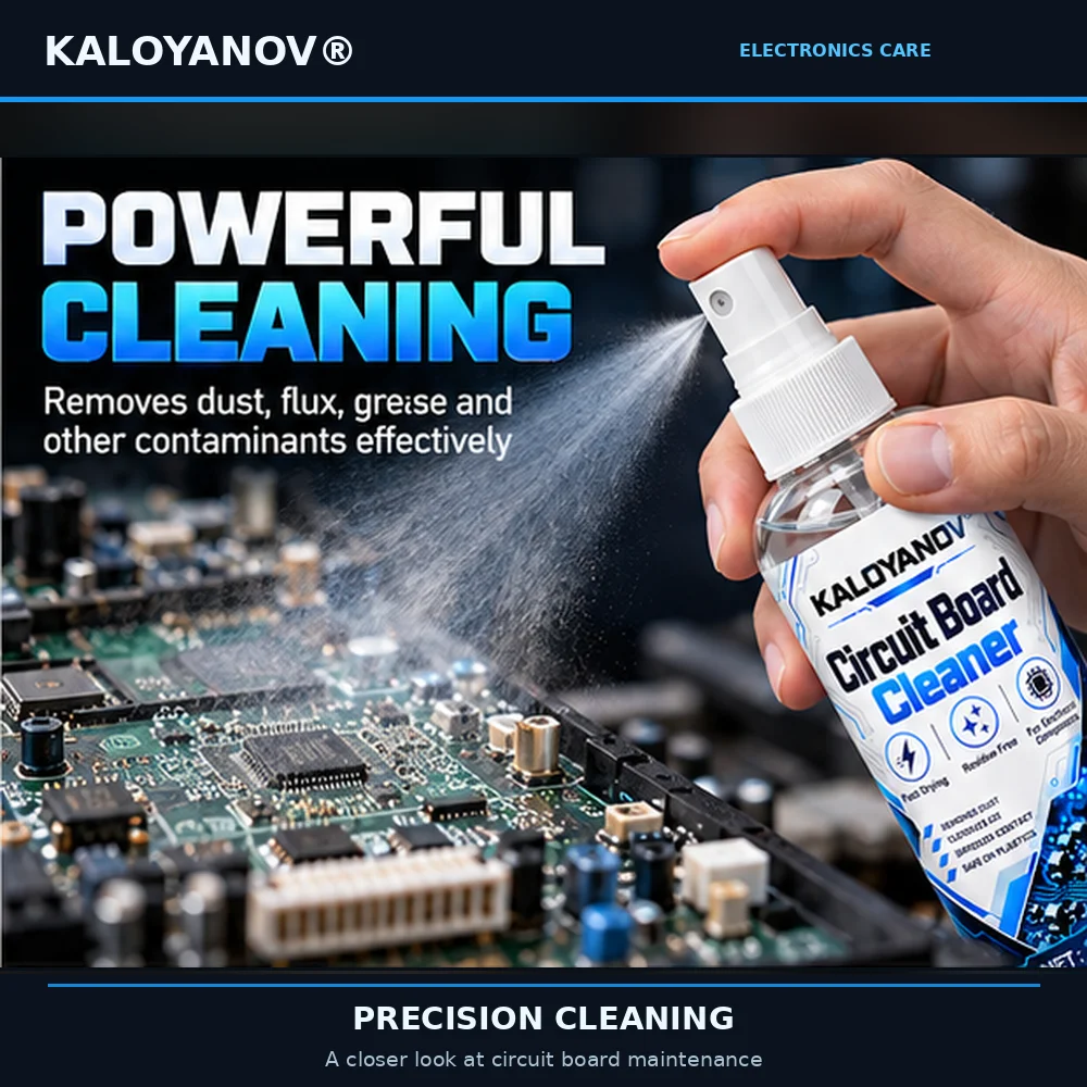 KALOYANOV 100ML PCB Cleaner Kit Circuit Board Cleaning Spray with Anti Static Brush Air Blower Tweezers Microfiber Cloth 3 Swabs