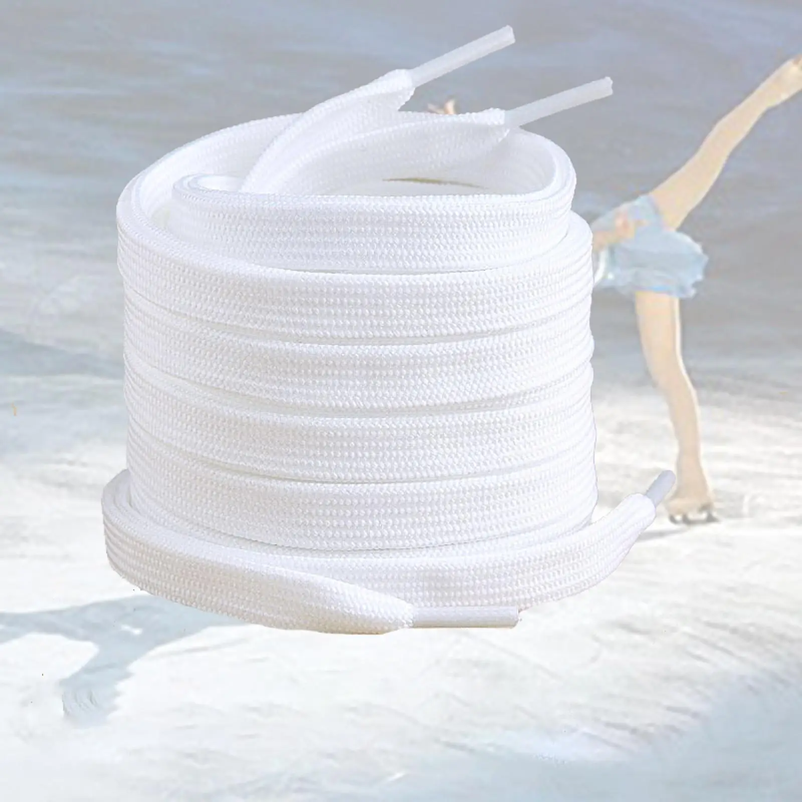 2x Ice Hockey Skate Laces Figure Skating Laces White Portable Replacement for Outdoor Activities Boots Indoor Regular Shoes