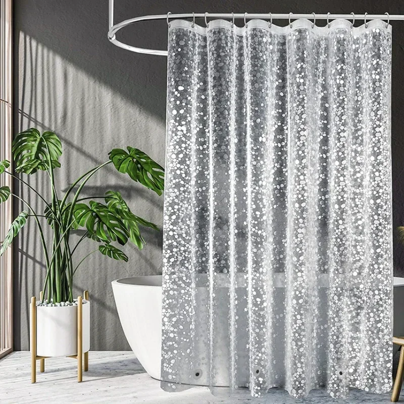 Thick PEVA Clear Shower Curtain with 12Hooks Waterproof Bathtub Bathing Cover Mildewproof Modern Bathtub Partition Curtain 샤워 커튼