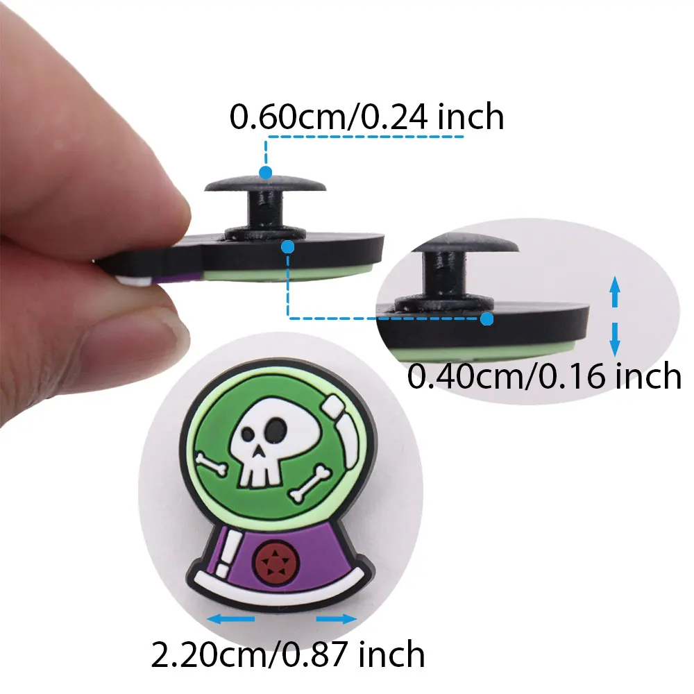 50PCS/set Horror Skull Head Magic Shoes Charms Silicone Shoe Accessories Wristband Hole Slipper Decor Adult Kids X-mas Gift